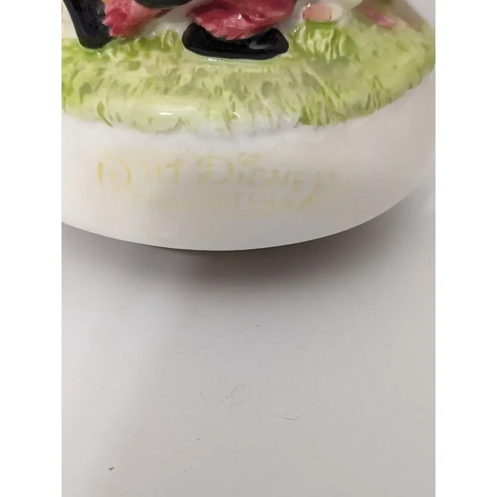 Vintage Disney Schmid Three Little Pigs & Big Bad Wolf Rotating Music Box - Rare
